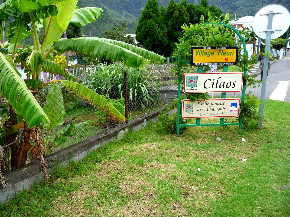 Panneau Cilaos, ville jumelée avec Chamonix 