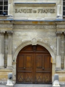 Détail de la porte, Banque de France, Montbéliard, Doubs 