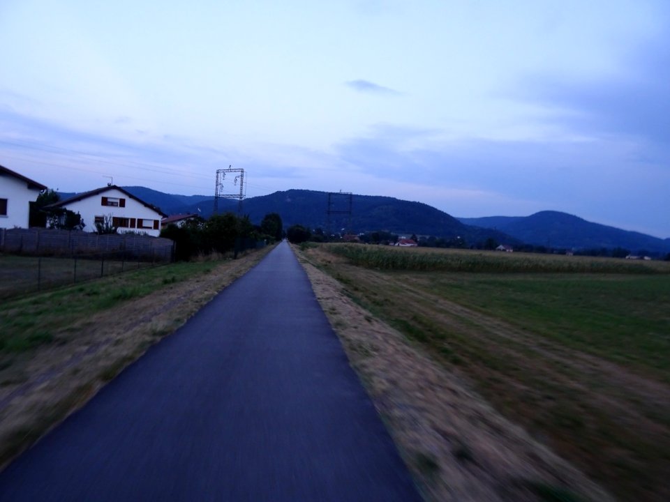 Piste cyclable, la Voie verte vers Ramonchamp, Vosges 