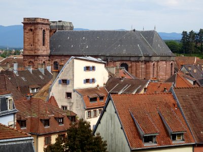 Cathédrale St-Christophe, toits et maisons, Belfort 