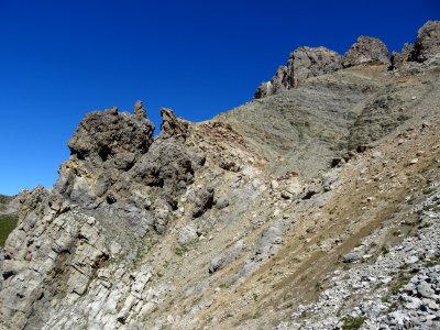 Sous le col terminal, dans la via ferrata de l'Aiguillette… 