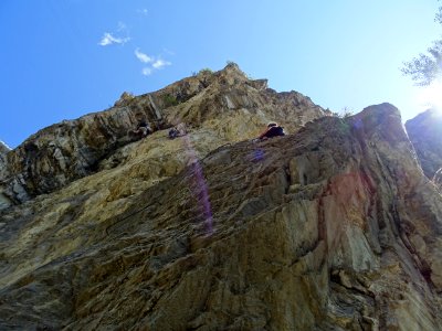 La partie assez relevée dans la via ferrata rouge 