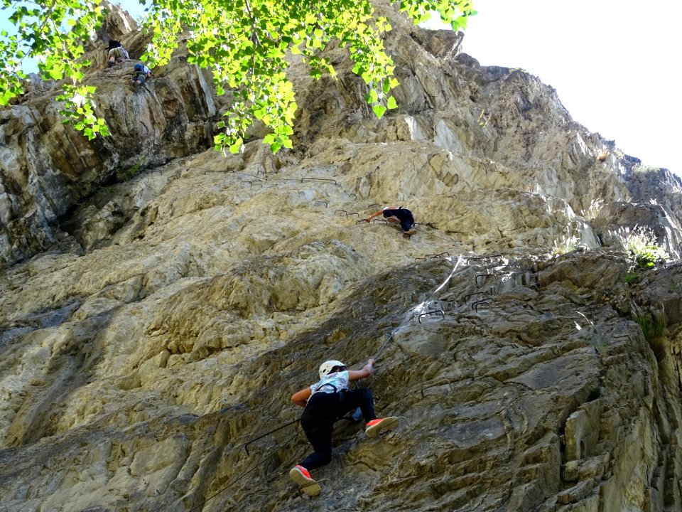 La partie assez relevée dans la via ferrata rouge 