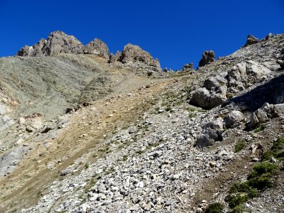 Sous le col terminal, dans la via ferrata de l'Aiguillette… 
