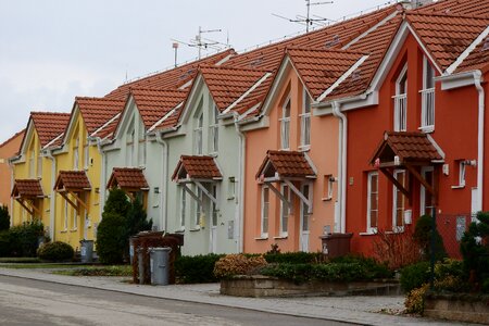 Family homes street with family houses pastel colors photo