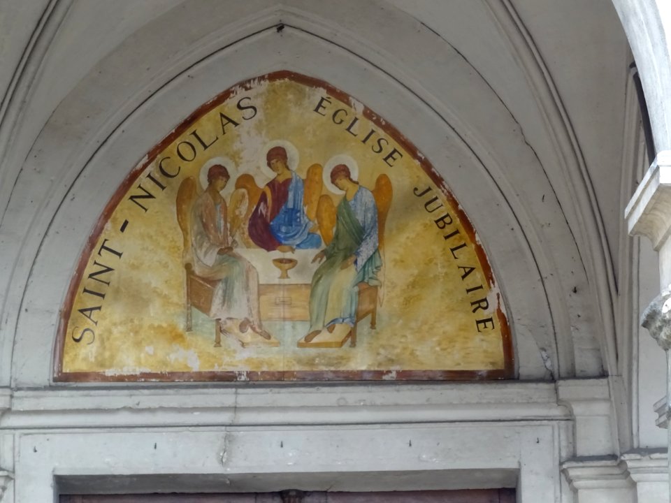 Détail du tympan, église Saint-Nicolas, à Saint-Maur-des-F… 