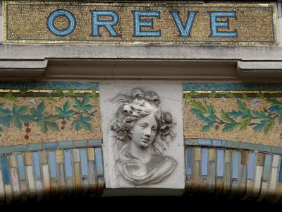 Détail de la mosaique, 25 rue de la Pompe, 16e arr., Paris… 
