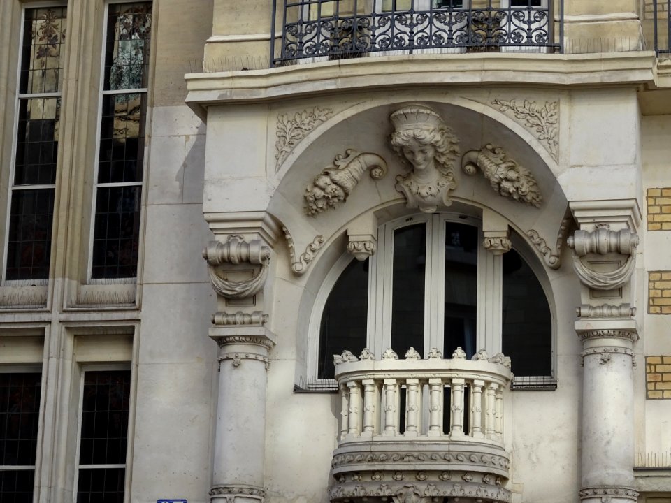 Détail de la façade d'un immeuble, 16e arr., Paris 