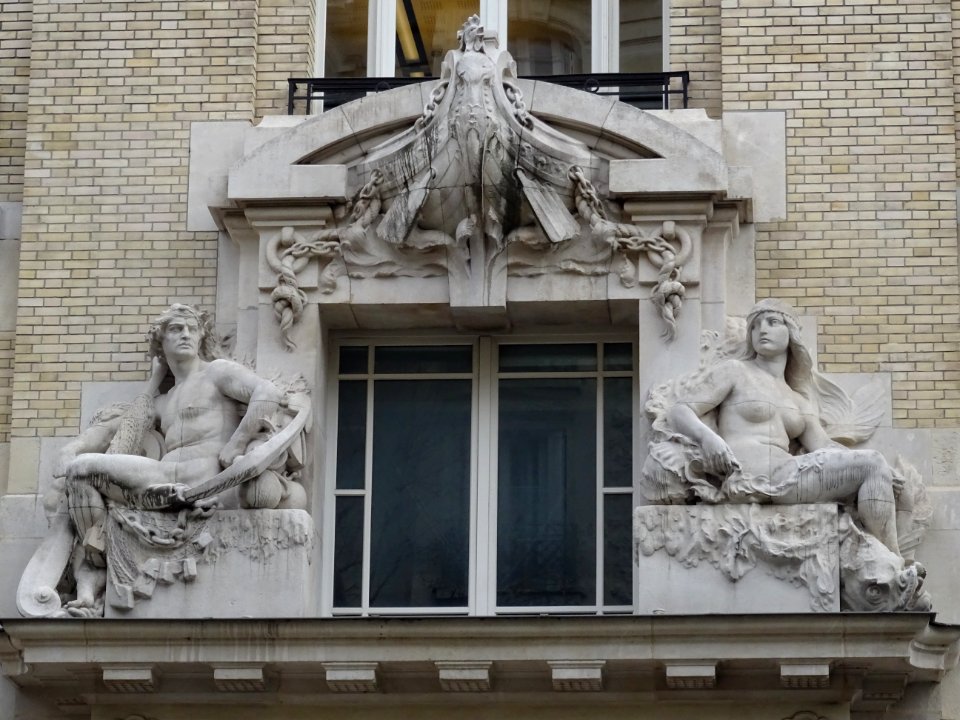 Détail de la façade, Immeuble Allée Léon Bourgeois, 7e arr… 