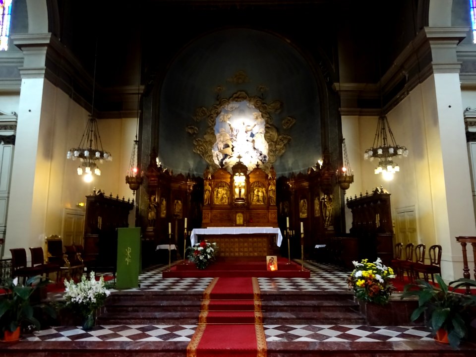Choeur, de style rococo et néo-gothique, église Sainte-Mar… 