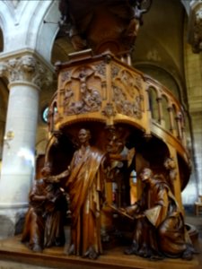 Chaire sculptée en chêne, église Saint-Clodoald, Saint-Clo… 