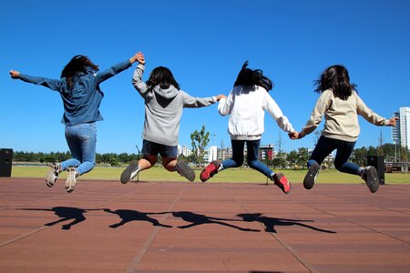 Children hooray sky