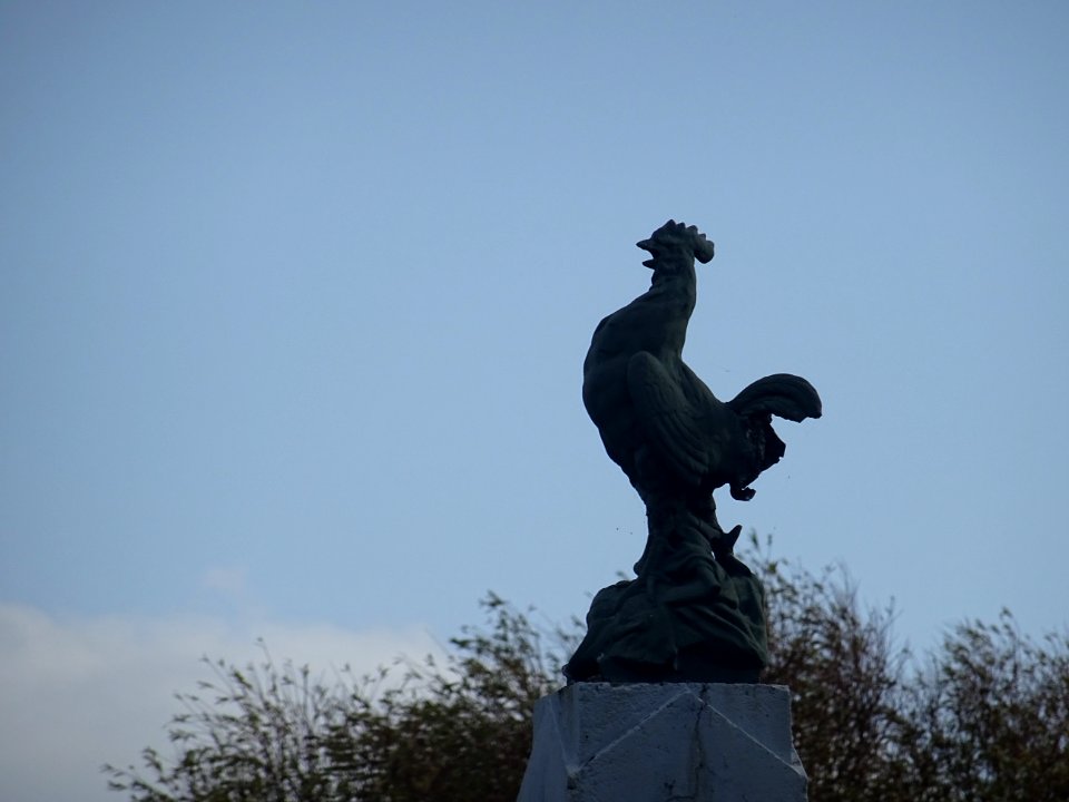 Coq au sommet du monument aux morts, Pozières, Somme 