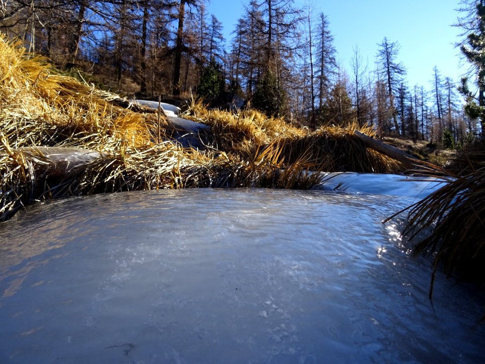 Ruisseau temporaire gelé 