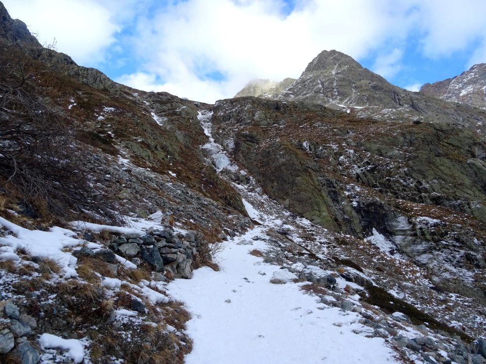 Le sentier en montant au Glacier Blanc 