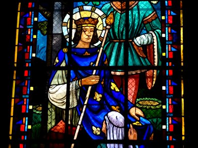 Détail d'un vitrail, Saint-Louis, église Notre-Dame de Cli… 