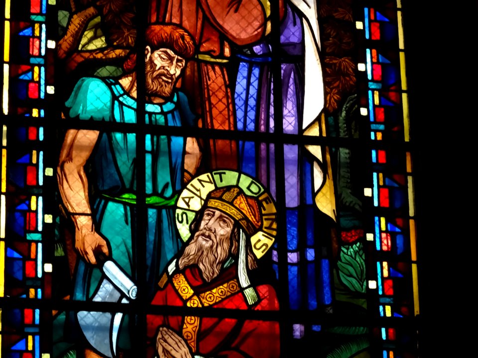 Détail d'un vitrail, Saint-Denis, église Notre-Dame de Cli… 