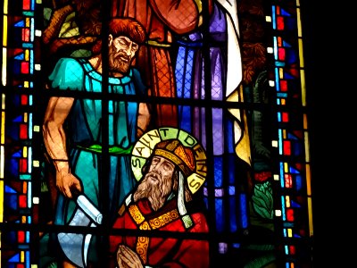Détail d'un vitrail, Saint-Denis, église Notre-Dame de Cli… 