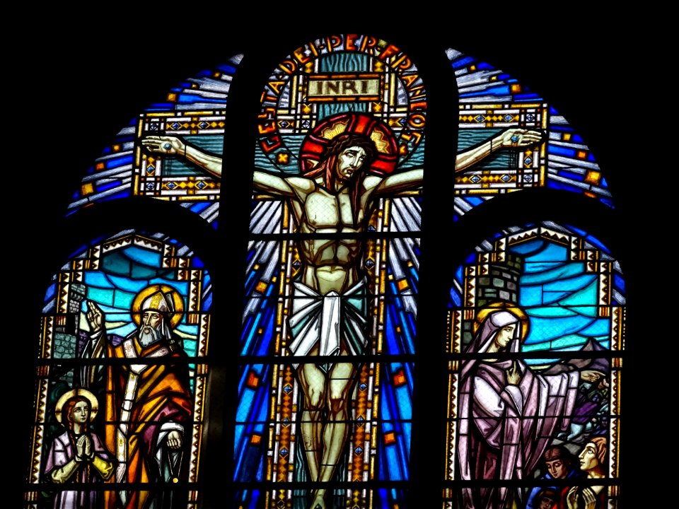 Détail d'un vitrail, église Sainte-Geneviève des Grandes C… 