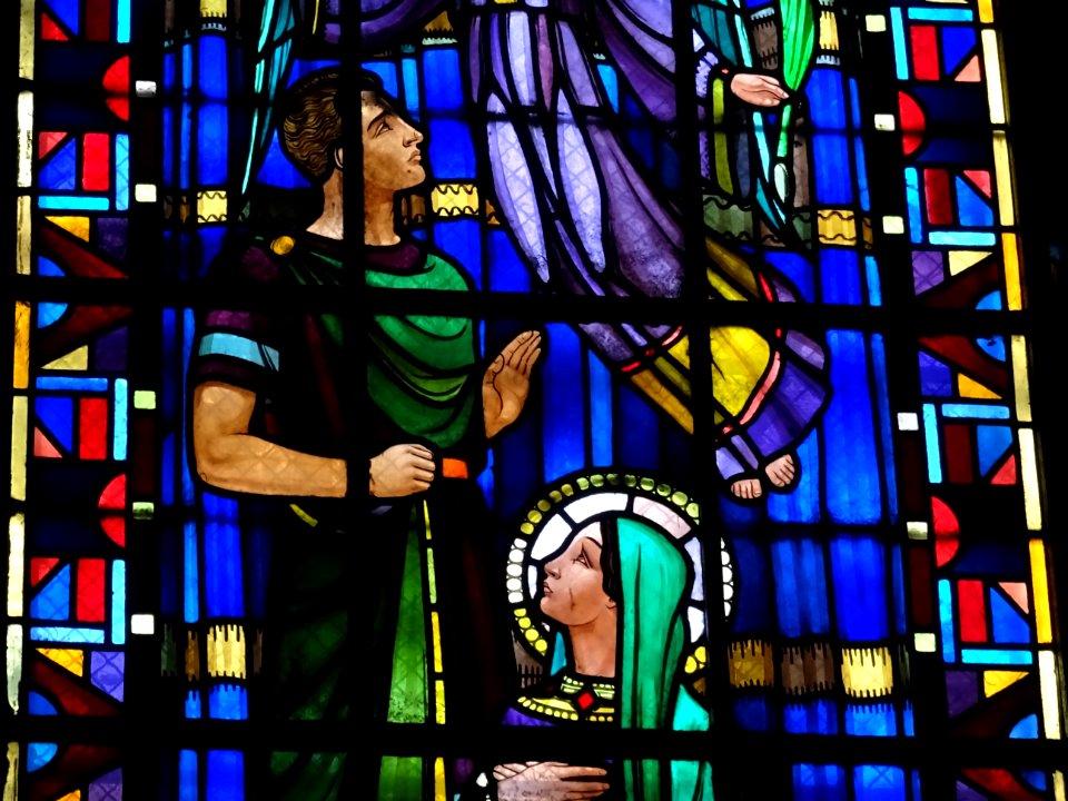 Détail d'un vitrail, église Notre-Dame de Clignancourt, pl… 