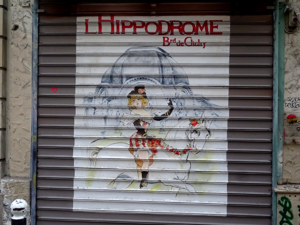 Peinture sur rideau métallique, rue Cavallotti, 18e arr., … 