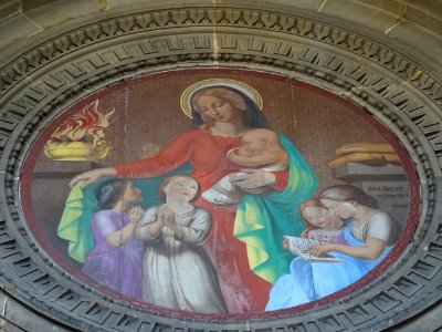 Détail d'une fresque, fronton de l'église Saint Augustin, … 