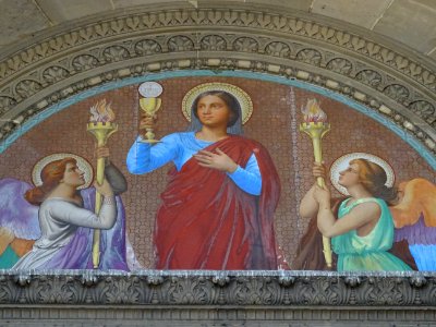 Détail d'une fresque, fronton de l'église Saint Augustin, … 