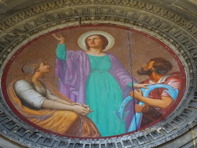 Détail d'une fresque, fronton de l'église Saint Augustin, … 