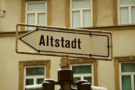 Historic center street sign winter