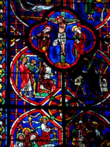Détail du vitrail central du chevet La Passion, abbaye d… 