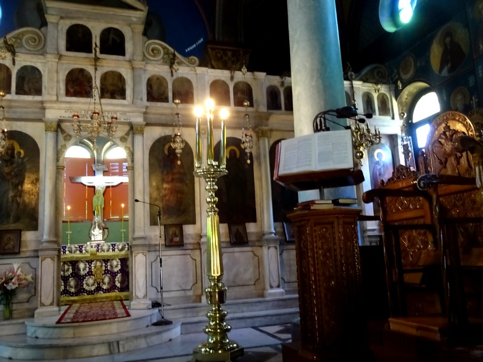 Intérieur de l'église orthodoxe, Agia Paraskevi, Kos, île … 