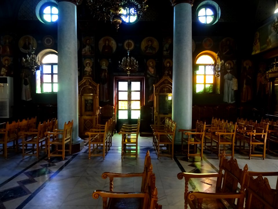 Intérieur de l'église orthodoxe, Agia Paraskevi, Kos, île … 