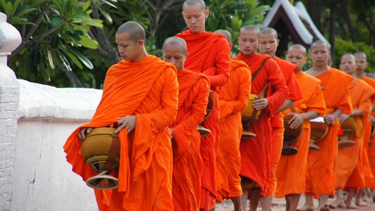 Luang prabang alms monks photo