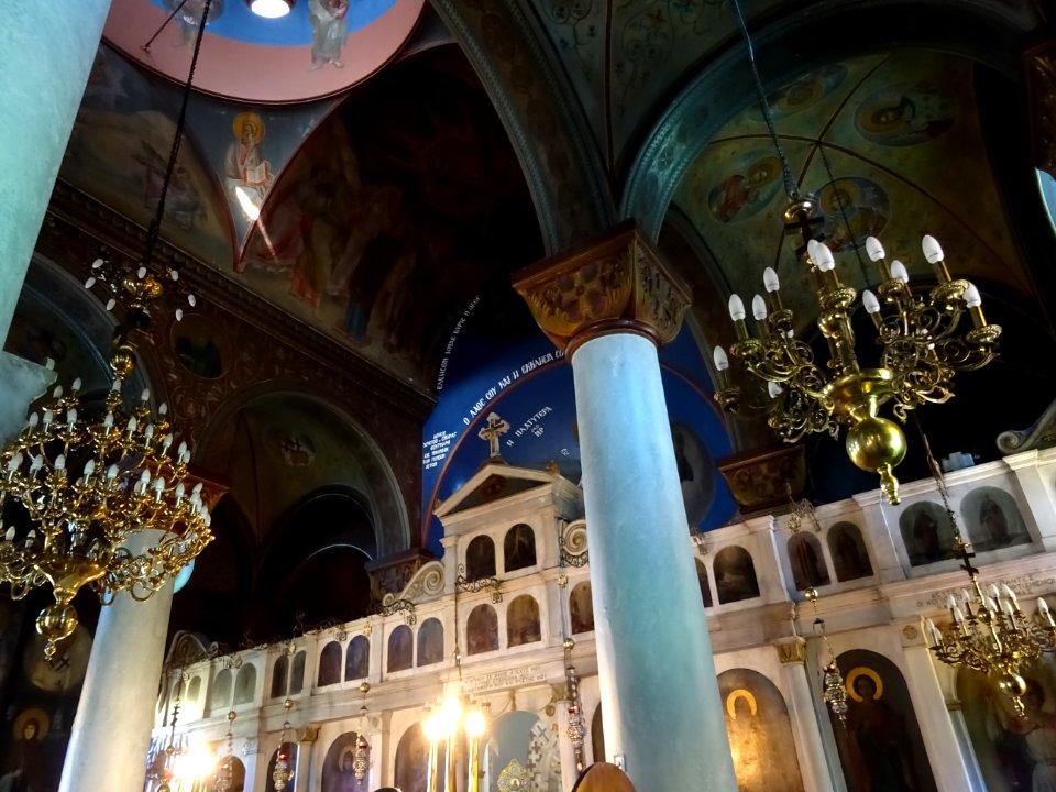 Intérieur de l'église orthodoxe, Agia Paraskevi, Kos, île … 