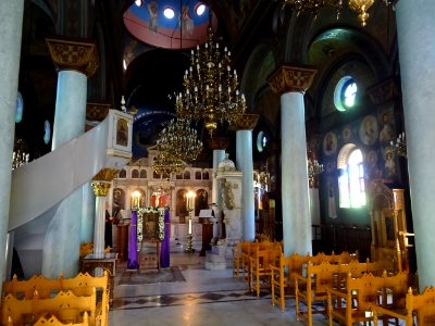 Intérieur de l'église orthodoxe, Agia Paraskevi, Kos, île … 
