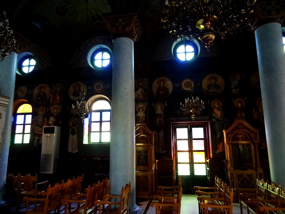 Intérieur de l'église orthodoxe, Agia Paraskevi, Kos, île … 