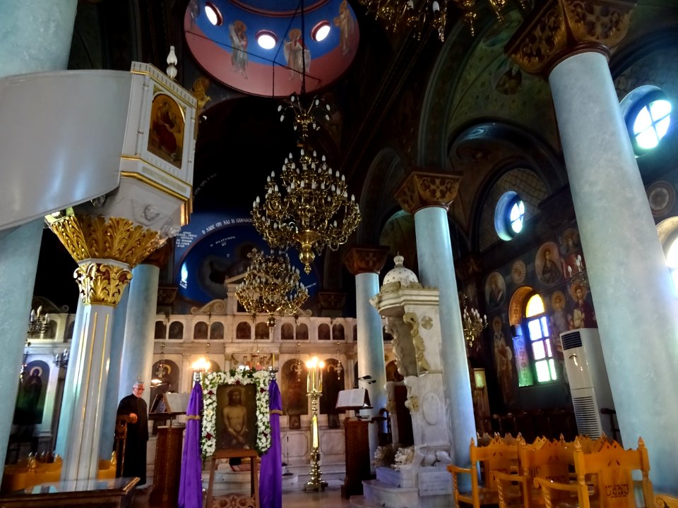 Intérieur de l'église orthodoxe, Agia Paraskevi, Kos, île … 