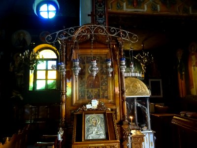 Intérieur de l'église orthodoxe, Agia Paraskevi, Kos, île … 