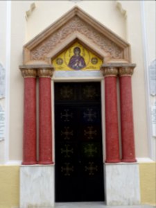 Porte d'entrée de l'église orthodoxe, Agia Paraskevi, Kos,… 