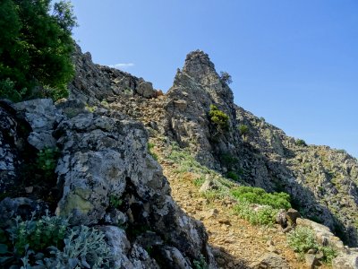 Le sentier qui monte au Mont Dikeos, en dessous du seul pa… 