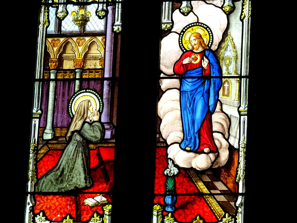 Vitrail, église St-Laurent, Le Vigean, Cantal 