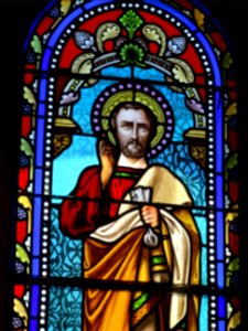 Vitrail, église Saint-Martin, Fridefont, Cantal 