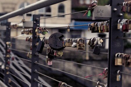 Love padlock bridge romance
