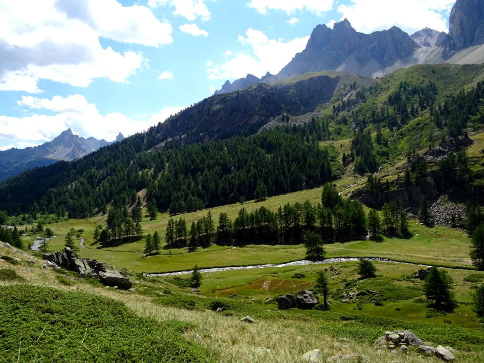 Cascades, mélèzes et prairies 