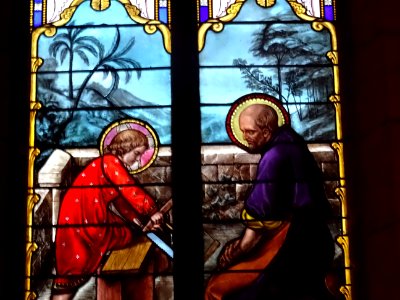 Vitrail, église Notre-Dame-de-l'Assomption, Moustiers-Sain… 