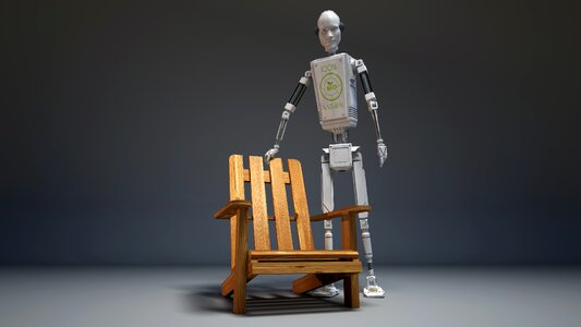 Grey standing gray robot