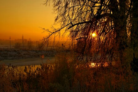 Landscape frozen river fairy-tale winter