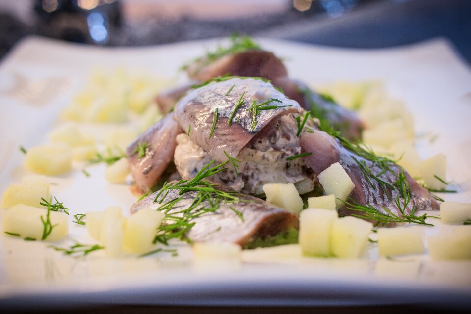 Eat soused herring fish food