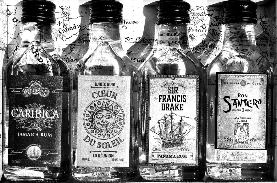 Different origin alcoholic beverage drink
