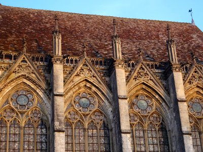 Détails des vitraux et de la toiture, la saint-chapelle, d… 
